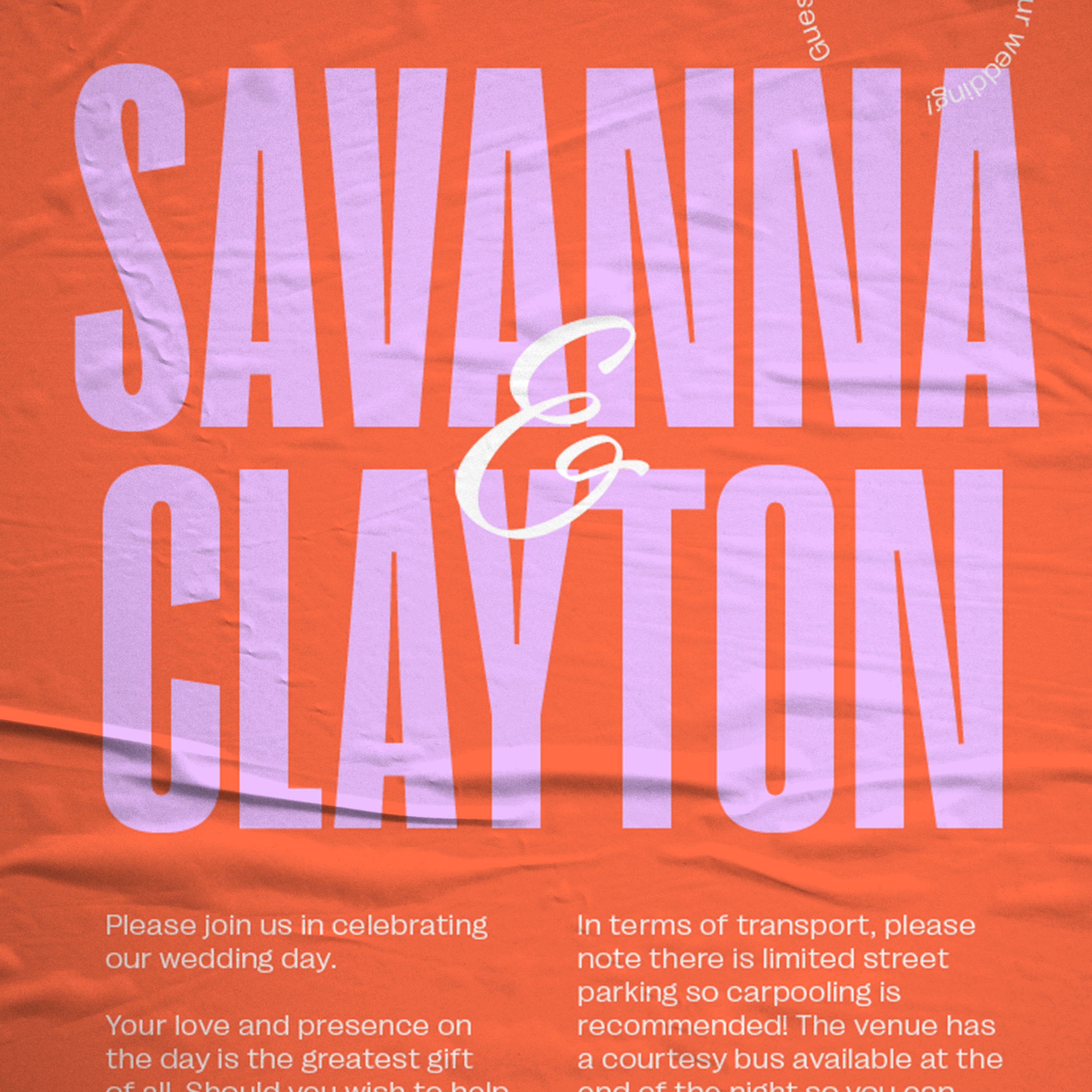 Wedding Invitation / Savannah & Clayton celebration creative design event flat graphic graphic design invitation invite layout pink pink and red print print design red typesetting wedding wedding invitation