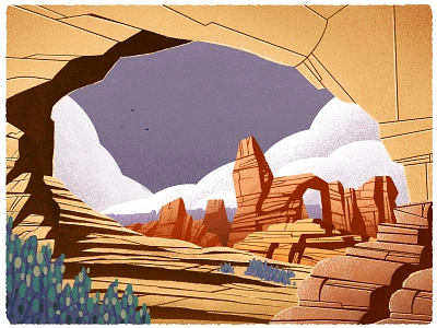 Arches National Park canadian artist canyons explore illustration landscape mountains nature outdoors retro vintage