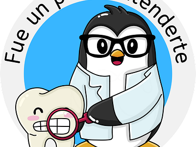 STICKERS "DENTISTA" cartoon dentist dentista design dientes diseño ilustración kawaii penguin pingüino stickers