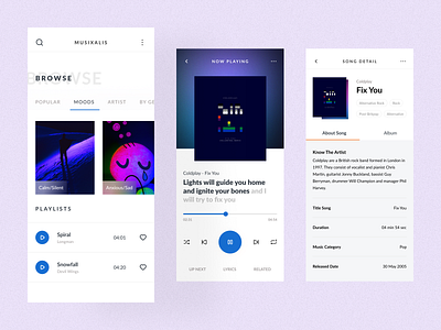 #Musixalis - Minimalist Music Player android ios minimalist design music app music player simple ui uidesign user interface uxdesign white