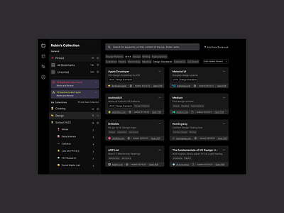 Bookmarking Tool UI Design bookmark product design ui ux