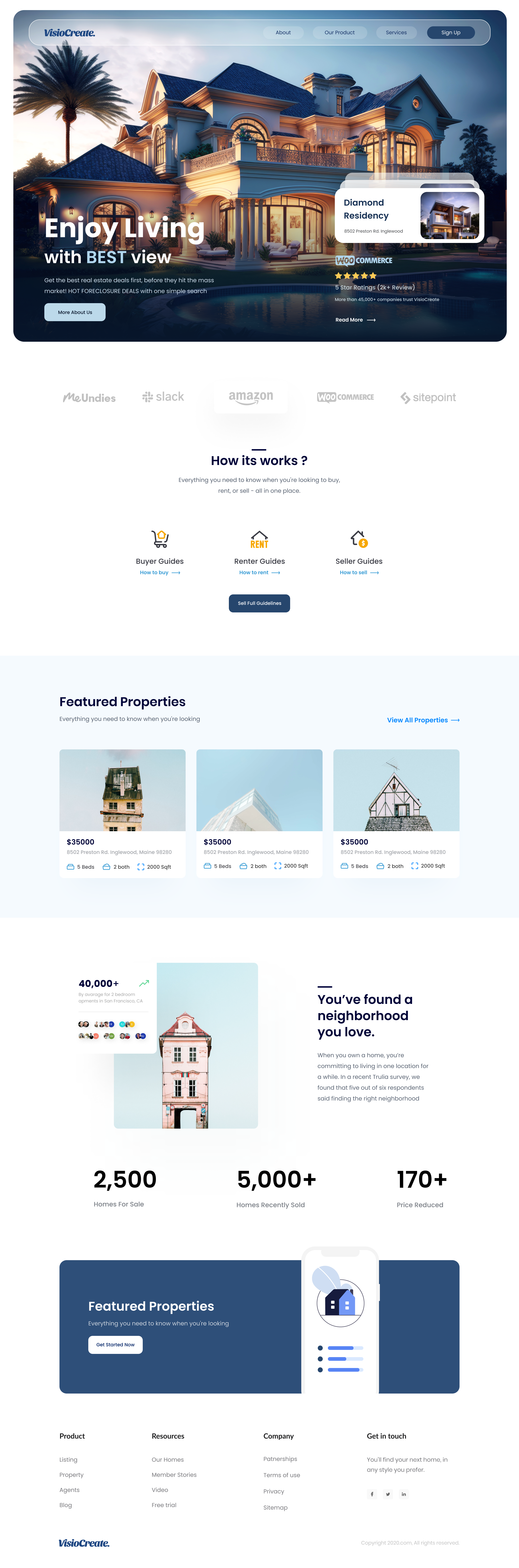Visio-Create. Landing Page branding design graphic design illustration landing page real estate landing page real estate website ui ux ux ui web design website ui