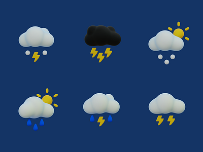 3D Weather Icon🌦️⛈️🌨️☁️ 3d 3d animation 3d icon 3d illustration app blender branding cloud design icon rain sun thunder thunderstorm ui weather