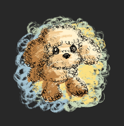 Brush sketch of a poodle animal character dog illustration pet puppy