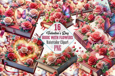 Valentine Book with Flowers Sublimation 3d animation app branding design graphic design illustration logo ui vector