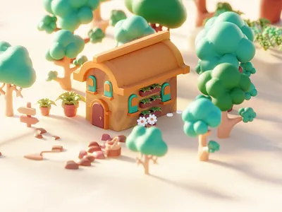 3D Garden Illustration with isometric view 3d 3d illustration 3d scene 3d tree brand identity garden graphic design green house illustration plant ui