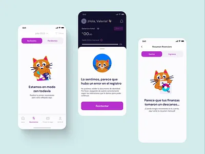 Empty states - Animated cat illustrations - Fintech animation cat empty states finance finance report fintech illustrations motion design product design ui design ux writing visual design