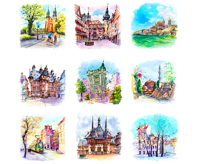 My best nine of 2023 architecture graphic design sity sketch travel urban urban sketch watercolor