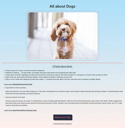 Landing page about Dogs coding css html landing page web development