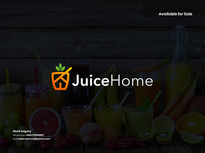 JuiceHome - Juice and Home cafe, bar logo design bar logo branding cafe logo drink logo freshness logo logo logo design modern logo smoothie logo
