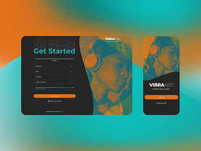 VibraMix - Sign Up Page Concept app design mobile design mockup ui web design wireframes