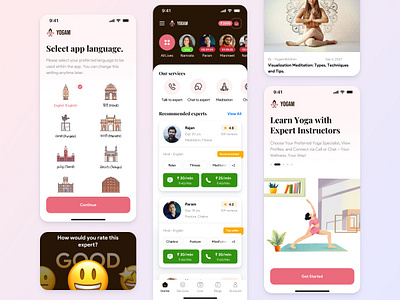 Yoga App animation app branding clean design fitness graphic design health illustration logo mobile app design typography ui ux vector yoga yoga experts