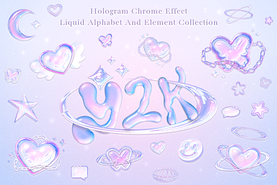 Y2K hologram chrome collection hologram holographic illustration pastel y2k