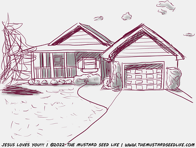 Single Story House Digital Sketch Study digital environment house jesus loves you!!! learn learning outdoors outside perspective practice sketch study the mustard seed life