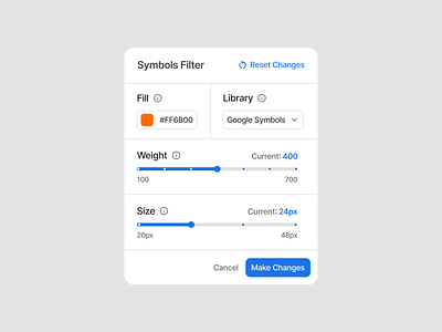 Symbols Filter - Popover app clean component configuration design system figma filter icon light minimalist modal plugin popover settings symbol table ui ui design ui kit widget