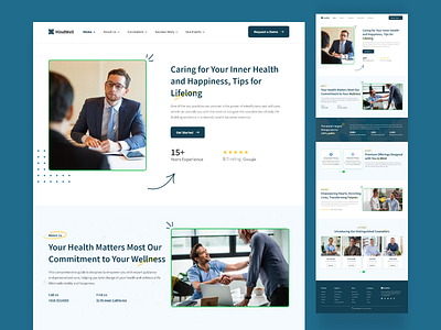 MindWell - Mental Health Websites 🧠 branding clean ui clinic diagnosing health care healthcare home page hospital interface ios lab landing page medical care medicine mental health website product page therapy ui ux web design