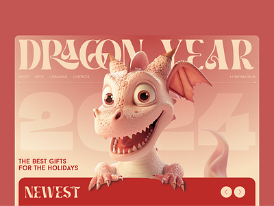 Dragon year website concept dragon dragonyear landing landingpage peach ui web webdesign website