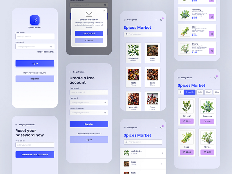 Spices Market App design ios mobile