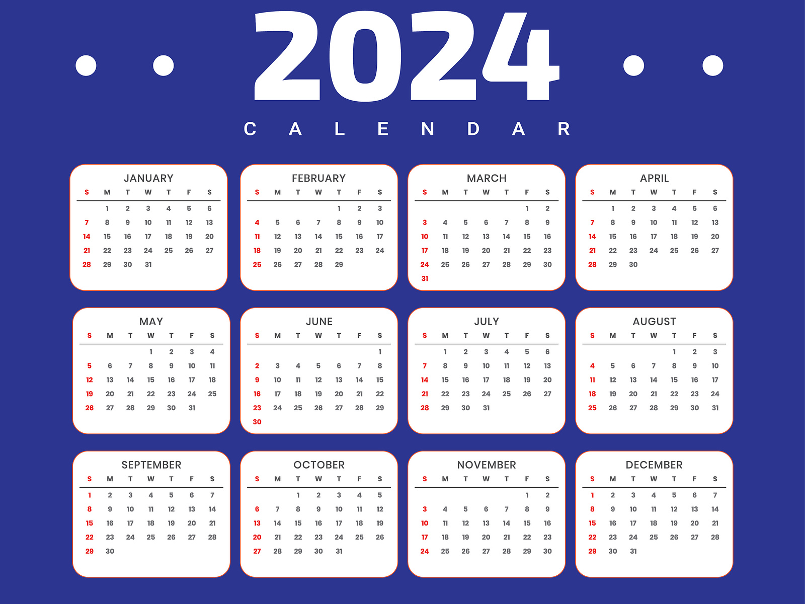 2024 CALENDAR DESIGN TEMPLATE by Nor Mohammad on Dribbble