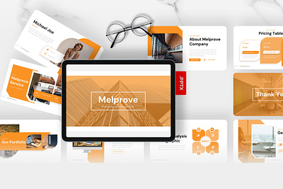 Melprove PowerPoint Template business gsl key melprove modern multipurpose orange powerpoint ppt pptx presentation template ui website white