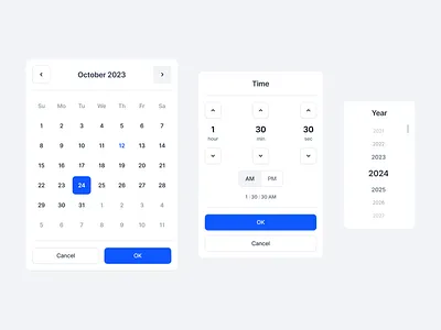 Date Time Picker - Daily UI dailyui date input date picker date range date select date time picker datepicker design system figma minimal minimalism modal popover popup product design simple ui ui design user interface