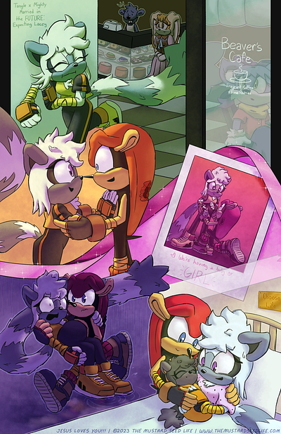 “Expecting Lacey” – Tangle x Mighty in the FUTURE Fanart character characters composition digital fan art final future illustration jesus loves you!!! lacey the lemur mighty mighty the armadillo oc original character sonic sonic the hedgehog tangle tangle the lemur tangle x mighty the mustard seed life
