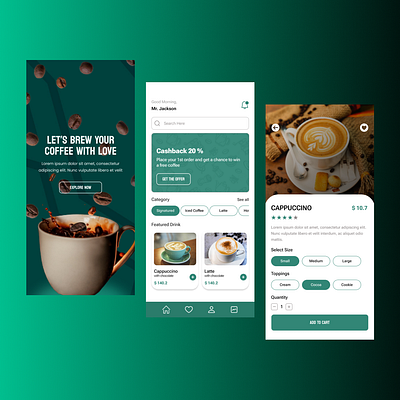 Stylish Coffee Mockup coffeeapp mobiledesign uidesign