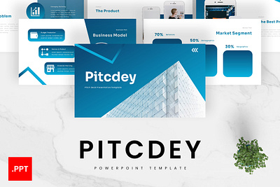 Pitcdey PowerPoint Template blue business company gsl key modern pitcdey pitch deck powerpoint ppt pptx presentation template ui website white