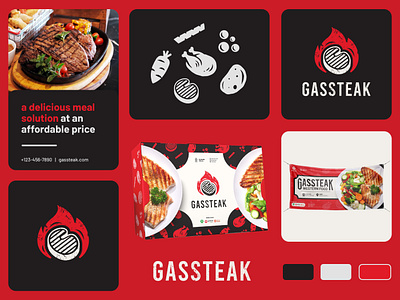 Gassteak Brand Identity branddesign brandidentity branding design graphic design logo logodesign redbrandidentity redlogo steakbrandidentity steaklogo