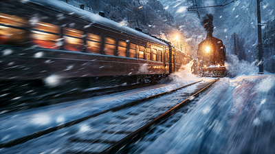 Trains in Snow (x15+Video) art graphic design illustration nature snow train video