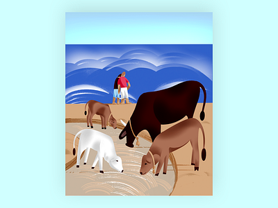 Beach day animal characters animals drawing beach charater design cow cute digitalart drawing editorial illustration fun illustration people procreate storytelling