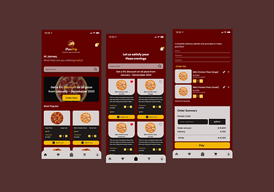 Pizza mobile app app design ui