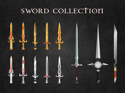 Sword Collection gaming items gaming weapon hand weapons illustations sword collection sword illustation