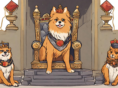 Dog on the throne design graphic design illustration vector