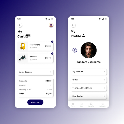 Chat and Account Screen For Mobile E commerce figma mobileapp ui uidesign uiux ux uxdesign