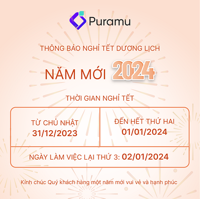 THÔNG BÁO LỊCH NGHỈ TẾT DƯƠNG LỊCH 2024 3d animation branding design graphic design illustration logo motion graphics newyear newyear2024 puramu social media post thong bao lich nghi tet thongbaolichnghitet ui ui design uiux ux design uxui design web design