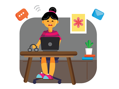 Work Mode digital illustration flat illustration flat style minimal style illustration office office work office work illustration stress stress illustration women illustration working women working women illustration workmode illustration