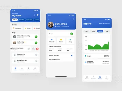 Smart Plug - Mobile App app daily ui dashboard figma home home appliances iot minimal mobile mobile app online plugs product product design smart app smart plugs smarthome statistic ui ux