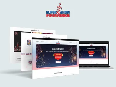 Super Show fireworks Store Design branding design fireworks graphic design landing page typography ui ux website design