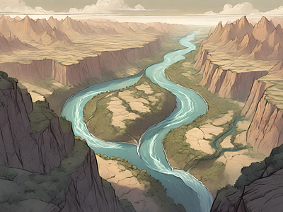 River in the canyon design graphic design illustration vector