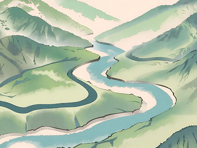River in the valleys design graphic design illustration vector