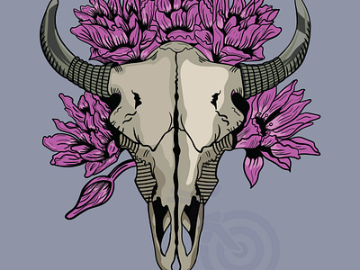 Montana Skull And Flower bull bullskull graphic design montana skull vectorart