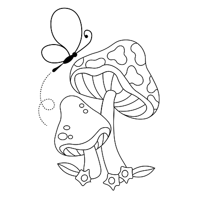 🍄🦋Cute mushrooms and beautiful butterfly! artisticmagic 🚀🌿🎨 graphic design logo mushroomsandbutterflies natureart simpleillustration