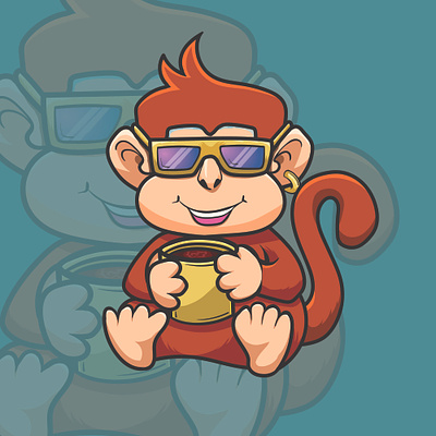 Monkey Coffee Lover coffee coffee lover cool monkey digitalart monkey monkey with coffee vector vectorart