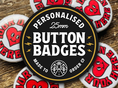 PERSONALISED BUTTON BADGES art artist badges bands bold brand branding button badges craft creative design graphic design nature outta this town striking type vintage