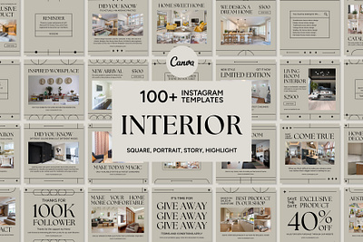 Interior Beige Template 3d airbnb animation branding canva bundle canva pack design furniture graphic design illustration instagram banner instagram feed interior logo motion graphics property social media pack ui ux vector