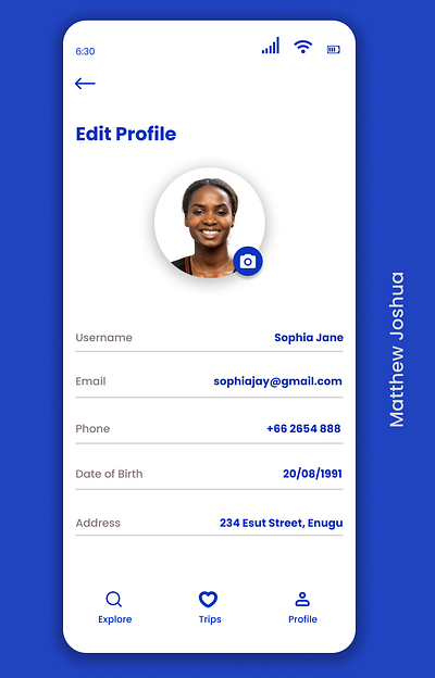 User Profile Design by Matthew Joshua branding design product design ui ux