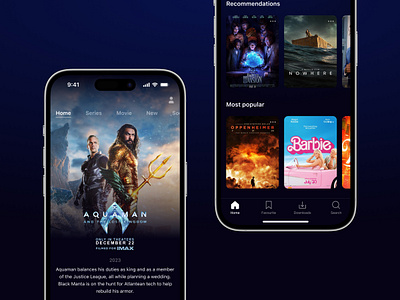 Streaming Cinema Mobile App app blockbuster cinema dark ui gradient media mobile mobile app movie stream streaming streaming app streaming service tv tv app ui ui design ux video video streaming