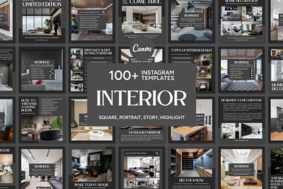 Interior Black Template 3d airbnb animation branding design furniture graphic design home decor illustration instagram bundle interior logo motion graphics property social media bundle social media post social media story ui ux vector