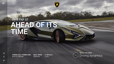 Lamborghini SIAN landing page | Figma cars design figma lamborghini landingpage landingpagedesign typography ui web webdesign